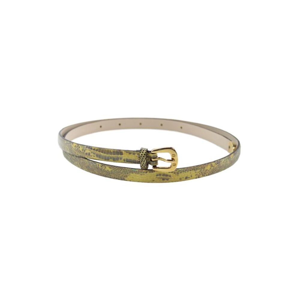 Tardini Womens Lizard Metallic 1/2" Skinny Belt Yellow Size EUR 34